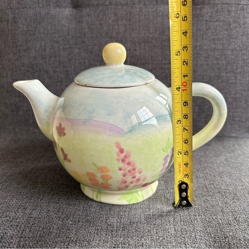Colorful Floral Teapot, Blue, Green, Pink Pastels, 16 oz - Picture 10 of 16